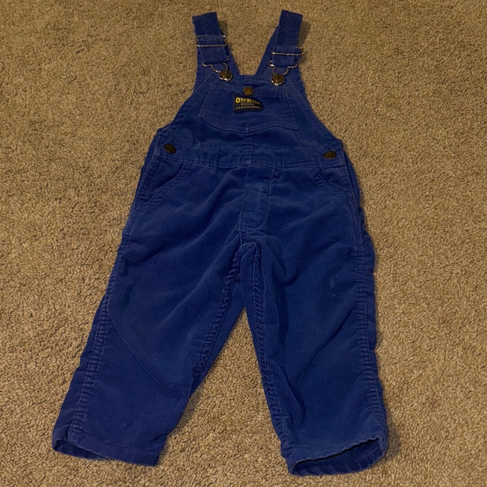 Vintage OshKosh B’Gosh Blue Corduroy Kids Overalls - Picture 1 of 4